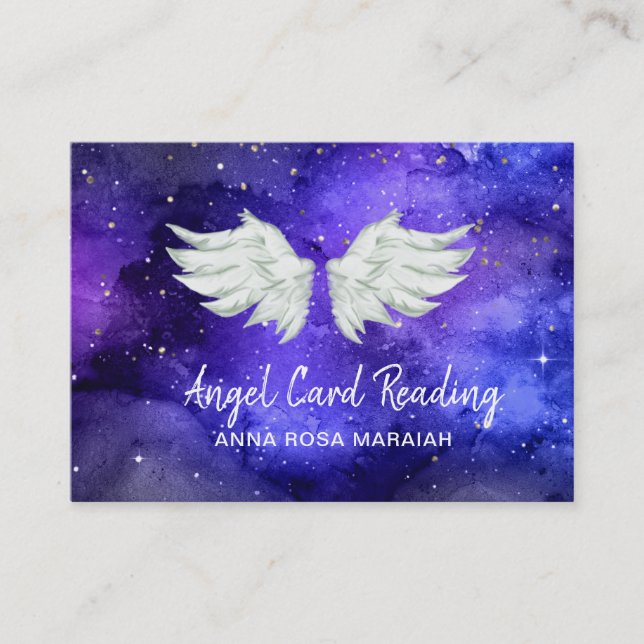 Tarjeta De Visita *~* Estrellas Cosmos Azules Galaxia Ángel Wing Uni (Anverso)