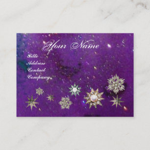 Tarjeta De Visita ESTRELLAS DE DIAMANTE MONOGRAM, chispas azul morad