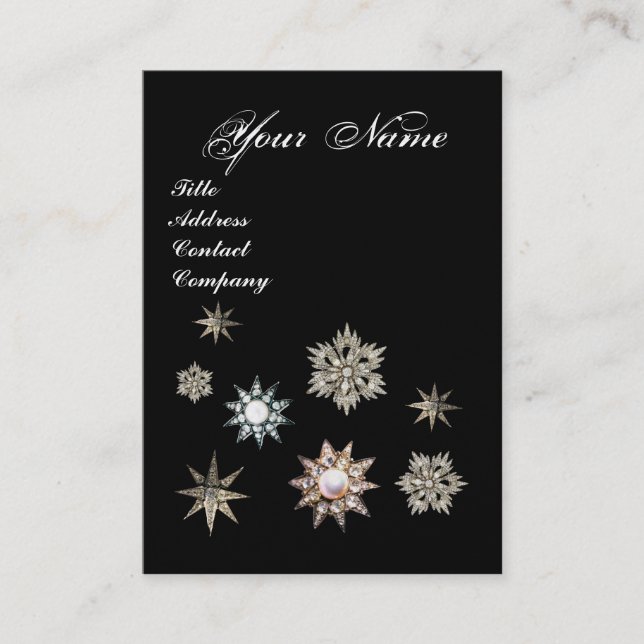 TARJETA DE VISITA ESTRELLAS DE DIAMANTE Y CARACTERÍSTICAS MONOGRAM,  (Anverso)