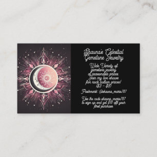 Tarjeta De Visita Estrellas de luna de sol celestial Zodiaco blanco