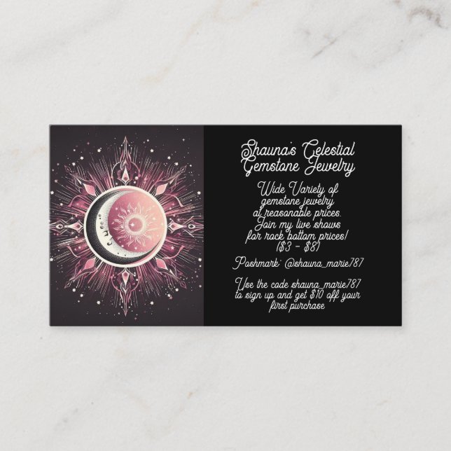 Tarjeta De Visita Estrellas de luna de sol celestial Zodiaco blanco  (Anverso)
