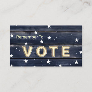 Tarjeta De Visita Estrellas de Madera Azul Rústico Vota