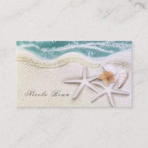 Tarjeta De Visita Estrellas de mar en la moda tropical verde azulada