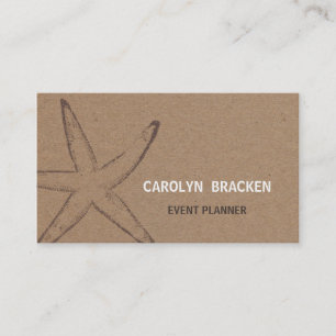 Tarjeta De Visita Estrellas de mar rústicas del papel de Brown Kraf