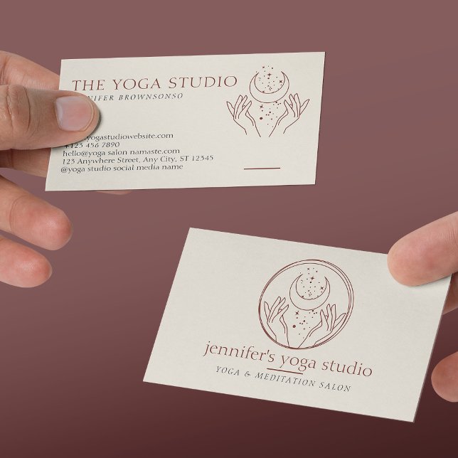 Tarjeta De Visita Estrellas de marfil Energía Sanación de manos Luna (Ivory Stars Energy Healing Hands Moon Spiritual Business Card)