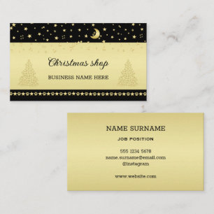 Tarjeta De Visita Estrellas de Navidades brillantes de oro, trapos d