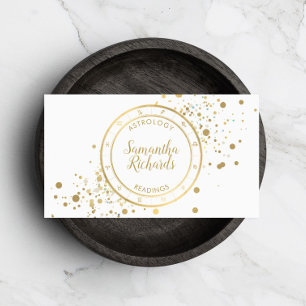 Tarjeta De Visita Estrellas de oro de la astrología Zodiac blanca