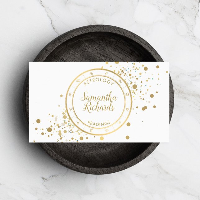 Tarjeta De Visita Estrellas de oro de la astrología Zodiac blanca (Subido por el creador)