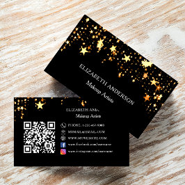 Tarjeta De Visita Estrellas de oro negro Código Qr medios sociales