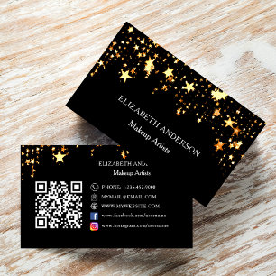 Tarjeta De Visita Estrellas de oro negro Código Qr medios sociales