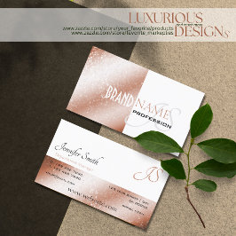 Tarjeta De Visita Estrellas de Purpurina blanco y monograma de la lu