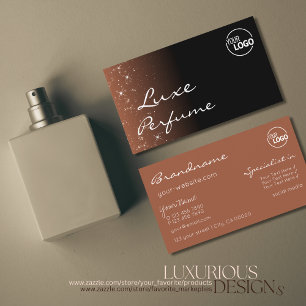 Tarjeta De Visita Estrellas de Purpurina de chispa marrón negro con