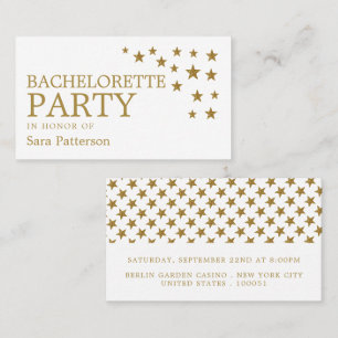 Tarjeta De Visita Estrellas de Purpurina de oro, billete Bachelorett