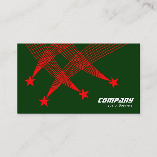 Tarjeta De Visita Estrellas de tiro - Rojo sobre verde oscuro (Anverso)