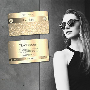 Tarjeta De Visita Estrellas Diamantes Brillantes Dorados Glamurosos