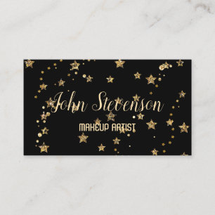 Tarjeta De Visita Estrellas doradas de Confetti purpurina luce negro