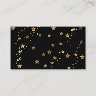 Tarjeta De Visita Estrellas doradas de Confetti purpurina luce negro