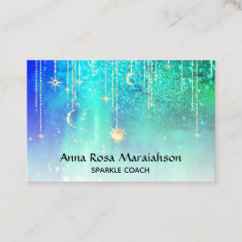 Tarjeta De Visita *~* Estrellas doradas de sol esparcen arcoiris cel