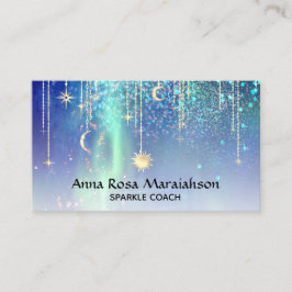Tarjeta De Visita *~* Estrellas doradas de sol esparcen arcoiris cel