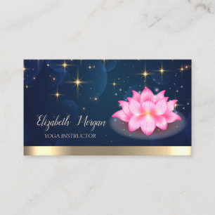 Tarjeta De Visita Estrellas Doradas Loto Azul Marino