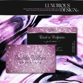 Tarjeta De Visita Estrellas e iniciales elegantes de color morado Pu