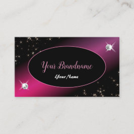 Tarjeta De Visita Estrellas elegantes de Purpurina rosa negro con di