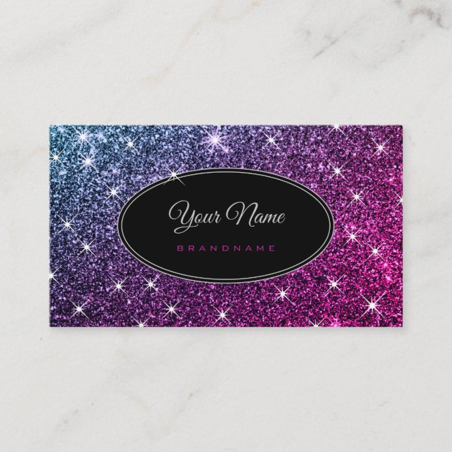 Tarjeta De Visita Estrellas Luminosas Purpurinas Púrpura Luminosas E (Anverso)