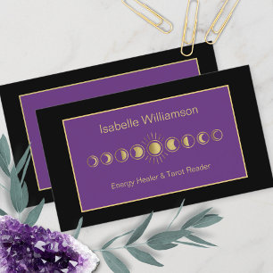 Tarjeta De Visita Estrellas Modernas Mínimas Ametistas Fase De Luna 