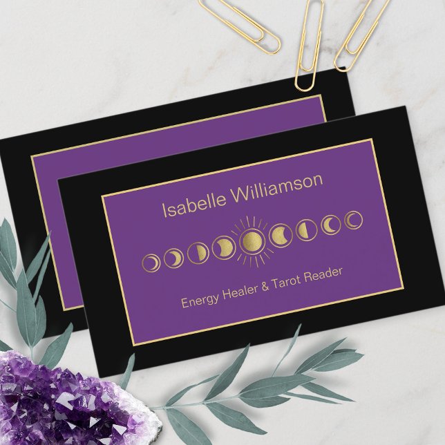 Tarjeta De Visita Estrellas Modernas Mínimas Ametistas Fase De Luna  (Subido por el creador)