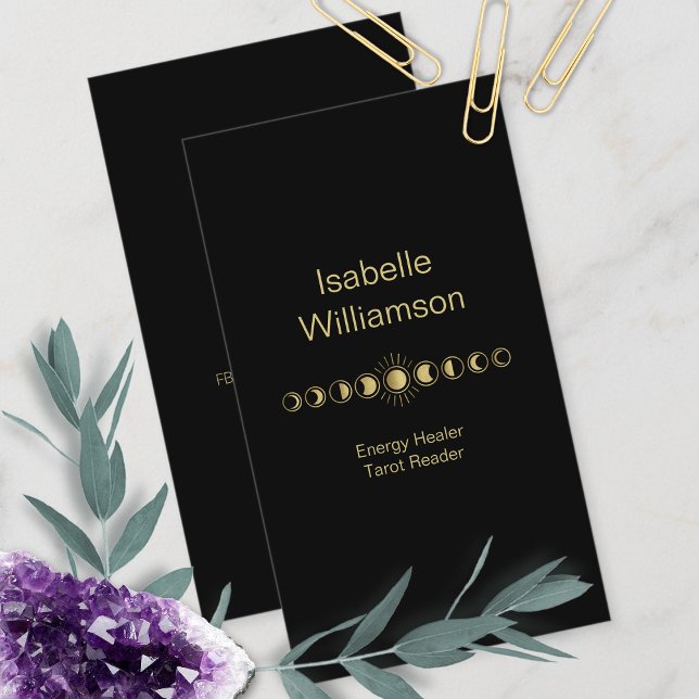 Tarjeta De Visita Estrellas Modernas Mínimas Ametistas Fase De Luna  (Subido por el creador)