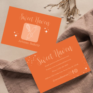 Tarjeta De Visita Estrellas naranjas cocinando panadería Utensil