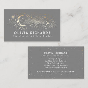 Tarjeta De Visita Estrellas nocturnas celestes Moon Light Gray Mysti