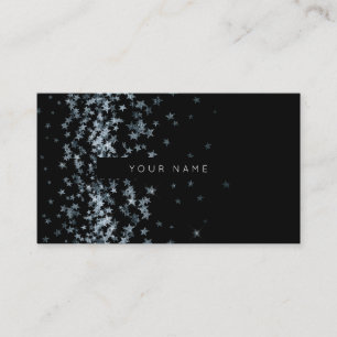 Tarjeta De Visita Estrellas plateadas Confetti Black Vip