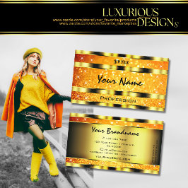 Tarjeta De Visita Estrellas Purpurinas de gradiente Naranja dorado l