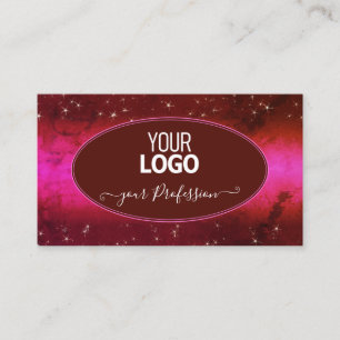 Tarjeta De Visita Estrellas Purpurinas rosadas con logo de moda borg