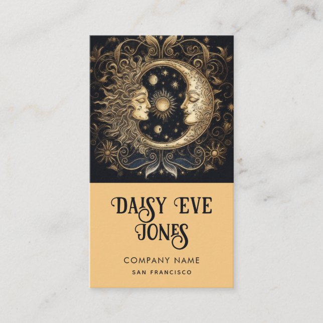Tarjeta De Visita Estrellas retro Sun Moon (Anverso)