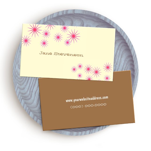 Tarjeta De Visita Estrellas Rosa Retro Cuidada Amarilla Clara (Subido por el creador)