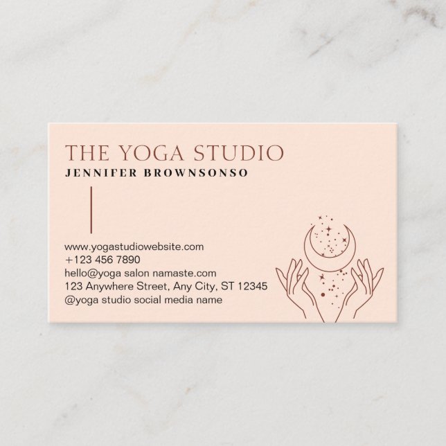 Tarjeta De Visita Estrellas rosadas Energía Manos de curación Luna E (Anverso)