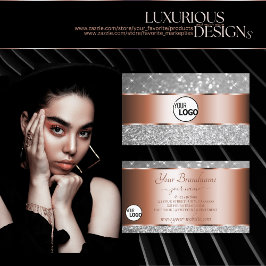 Tarjeta De Visita Estrellas y logotipo del Purpurina Rosa Gold Silve