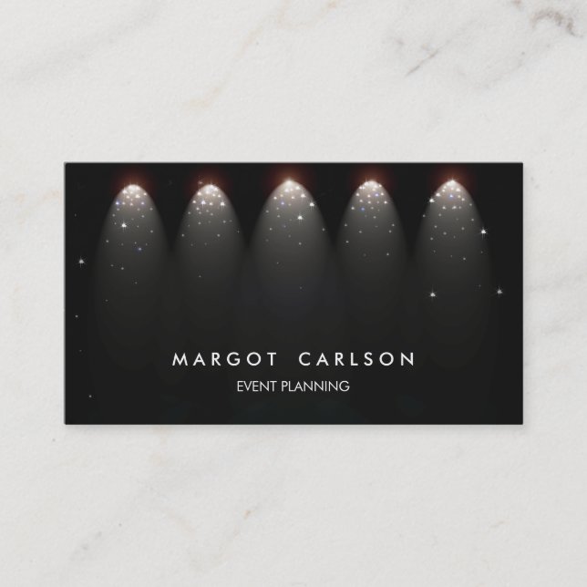 Tarjeta De Visita Estrellas y luces de planificación de eventos y en (Anverso)