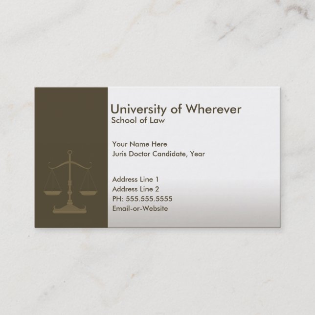 Tarjeta De Visita estudiante de derecho profesional (Anverso)