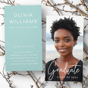 Tarjeta De Visita Estudiantes graduados foto de aqua azul