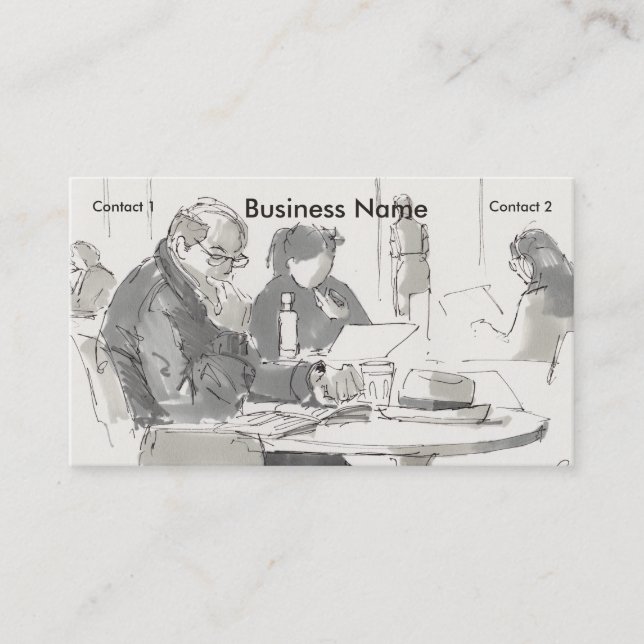 Tarjeta De Visita Estudiar en el dibujo de la cafetería (Anverso)