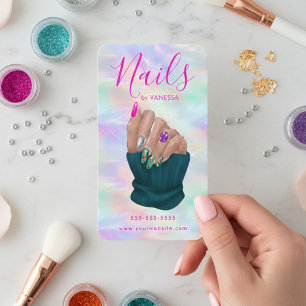 Tarjeta De Visita Estudio de Arte de Uñas Artista Manicurista Ópalo