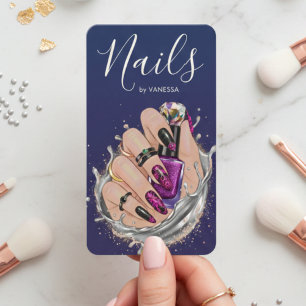 Tarjeta De Visita Estudio de Arte de Uñas Blue Navy Manicurista Arti