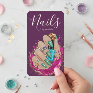 Tarjeta De Visita Estudio de Arte de Uñas Manicurista Artista Rosa P