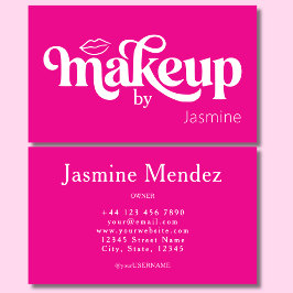 Tarjeta De Visita Estudio de Artista de Maquillaje Rosa Caliente Chi