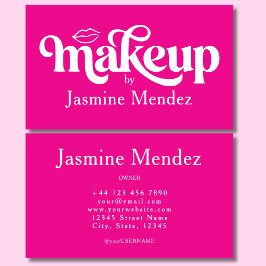Tarjeta De Visita Estudio de Artista de Maquillaje Rosa Caliente Chi