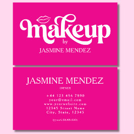 Tarjeta De Visita Estudio de Artista de Maquillaje Rosa Caliente Chi