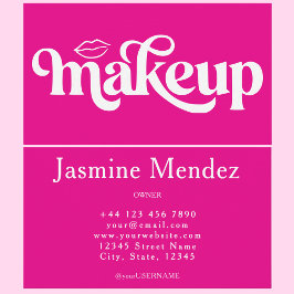 Tarjeta De Visita Estudio de Artista de Maquillaje Rosa Caliente Chi